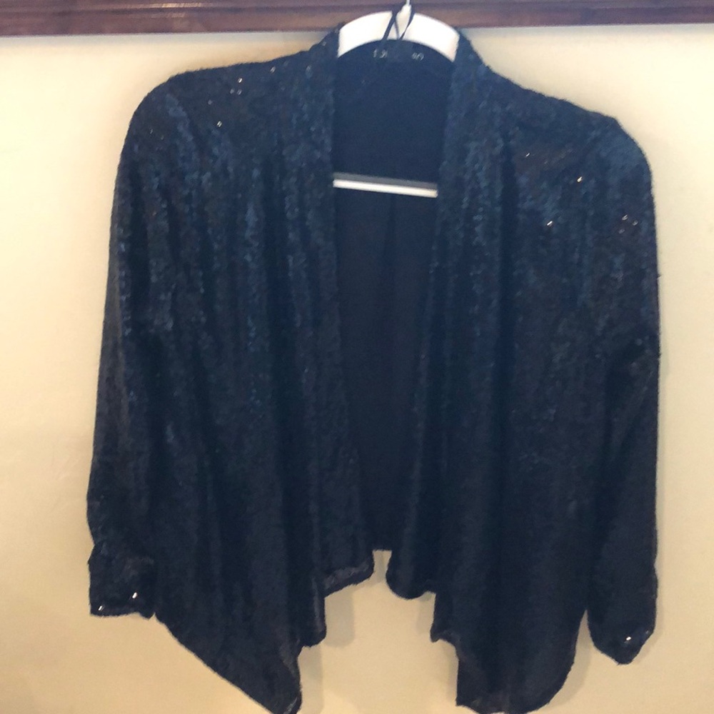 Black sequin cardigan. D-O-U-B-L-E  Z-E-R-O.